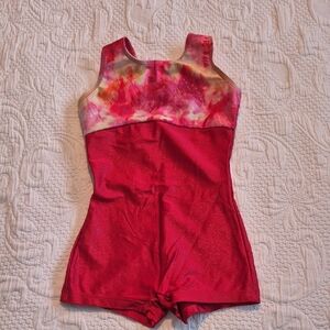 Perfect Balance child large dance or gymnastics leotard red yellow VGUC